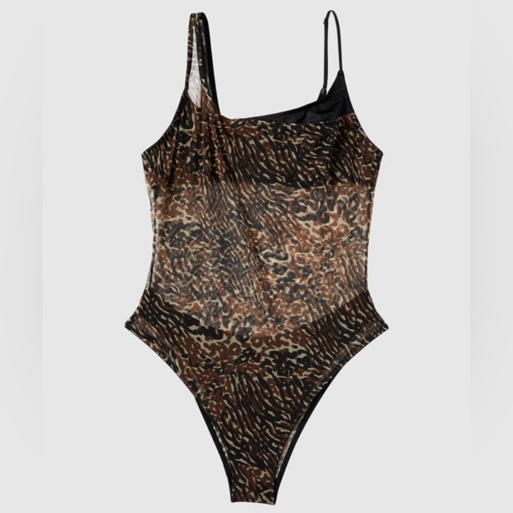 La Senza Leopard Layered Mesh Bodysuit size Medium - Picture 3 of 6